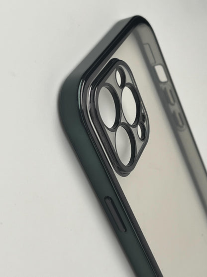 Green New Shine Transparent with Black Border Case for iPhone