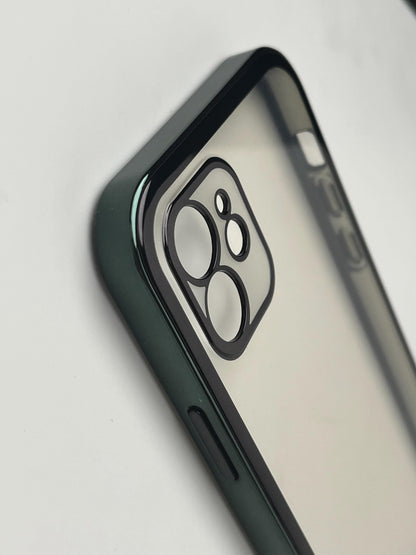 Green New Shine Transparent with Black Border Case for iPhone