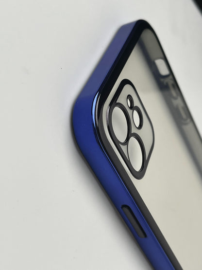 Blue New Shine Transparent with Black Border Case for iPhone