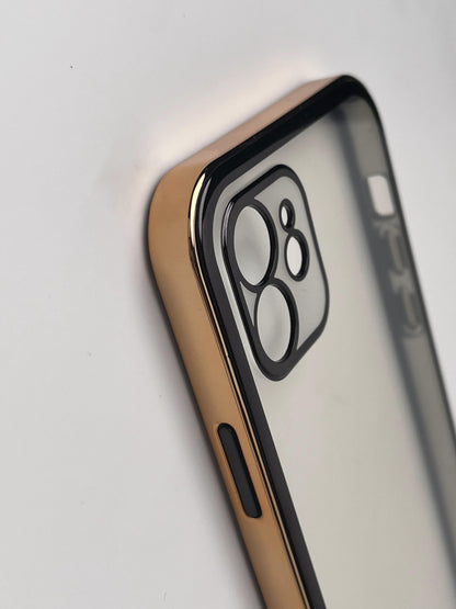 Gold New Shine Transparent with Black Border Case for iPhone