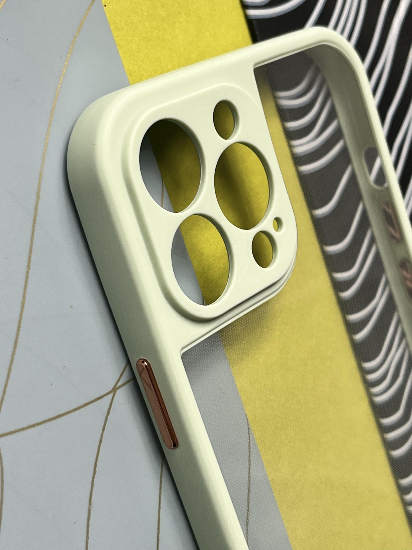 Green Soft Colorful Transparent Case with Metal Buttons for iPhone