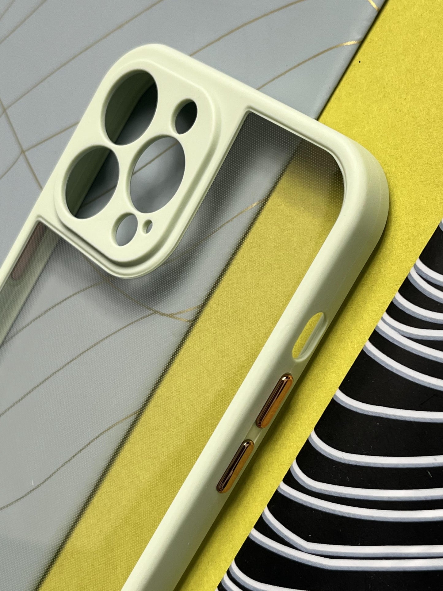 Green Soft Colorful Transparent Case with Metal Buttons for iPhone