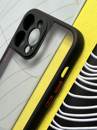 Black Soft Colorful Transparent Case with Metal Buttons for iPhone