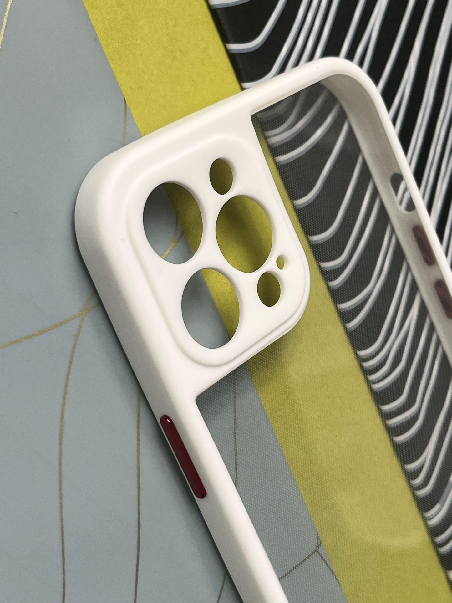 White Soft Colorful Transparent Case with Metal Buttons for iPhone