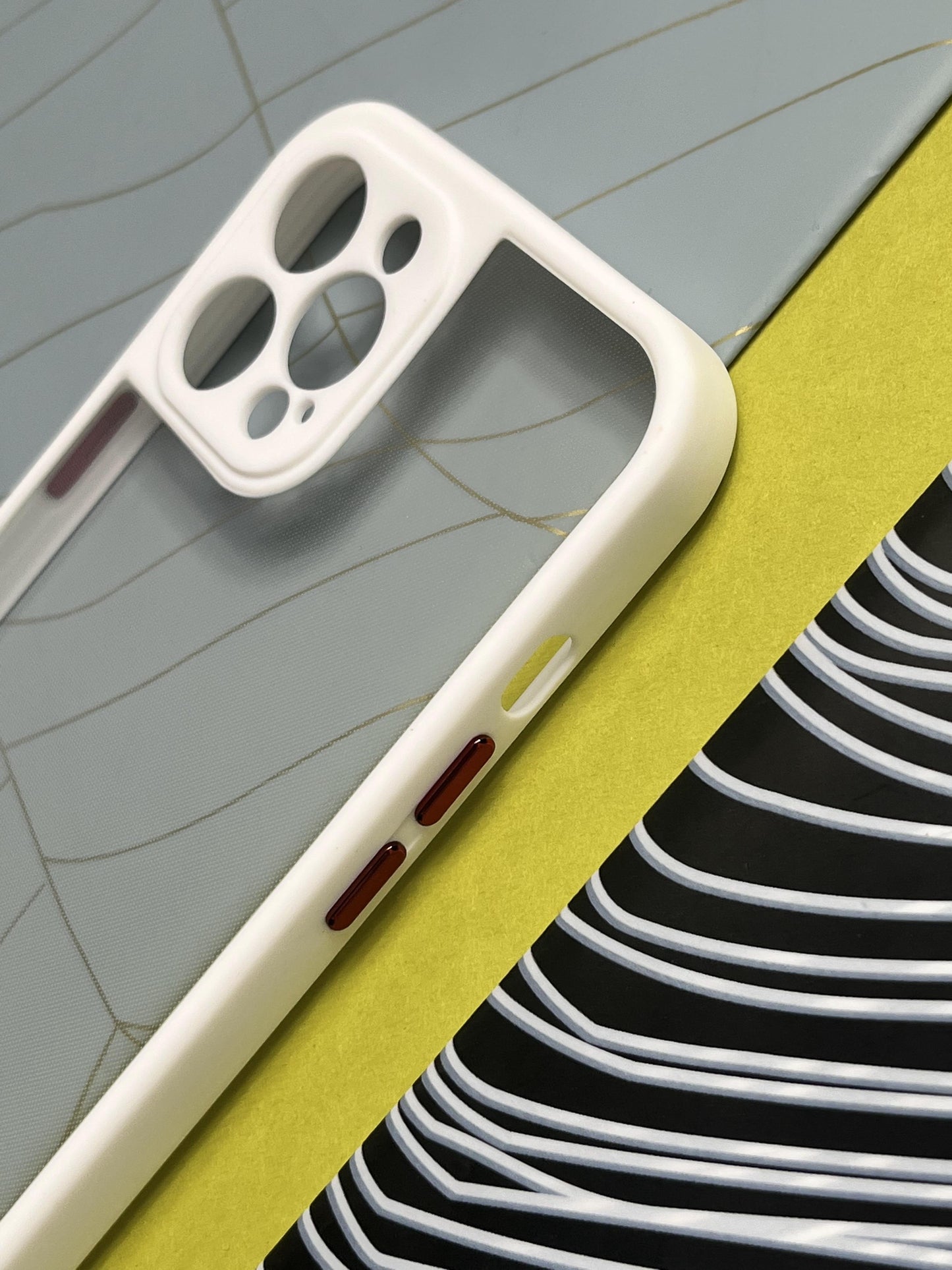 White Soft Colorful Transparent Case with Metal Buttons for iPhone