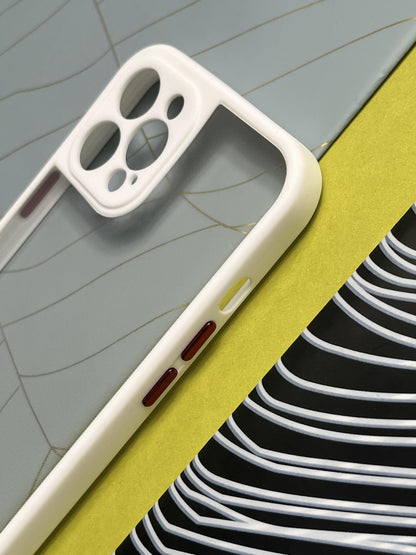 White Soft Colorful Transparent Case with Metal Buttons for iPhone