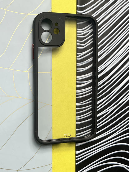 Black Soft Colorful Transparent Case with Metal Buttons for iPhone