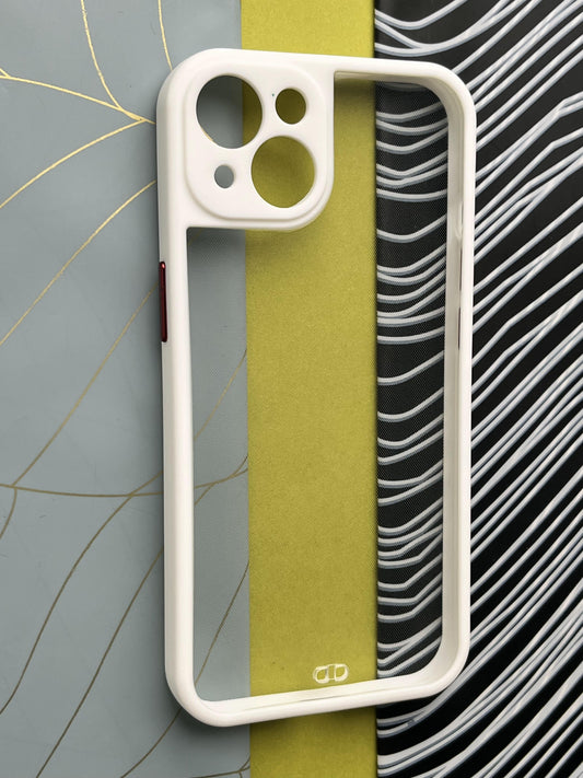 White Soft Colorful Transparent Case with Metal Buttons for iPhone