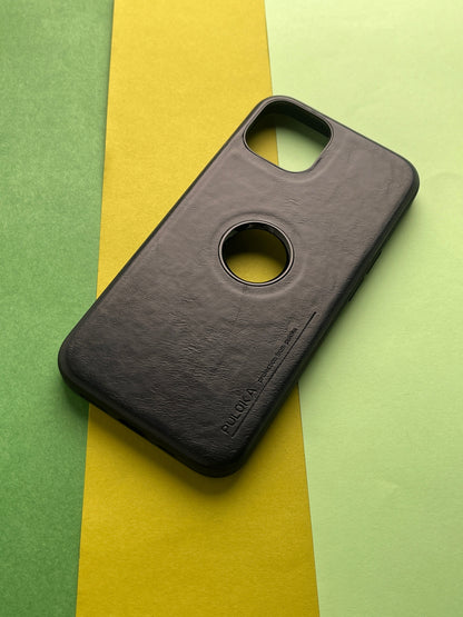 Puloka Logocut Dark Blue Leather Case for iPhones with inside Microfiber Cloth for iPhone