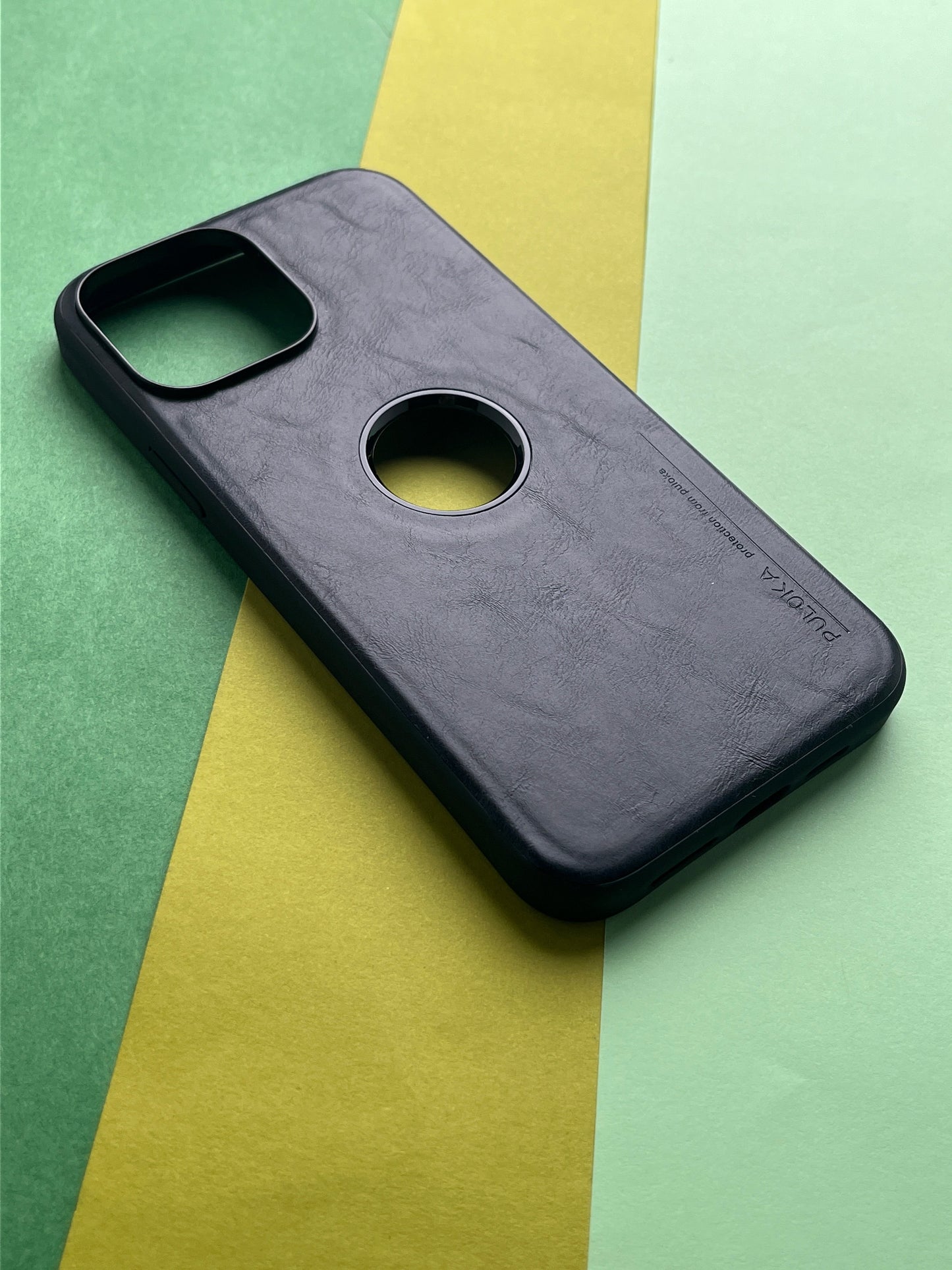 Puloka Logocut Dark Blue Leather Case for iPhones with inside Microfiber Cloth for iPhone