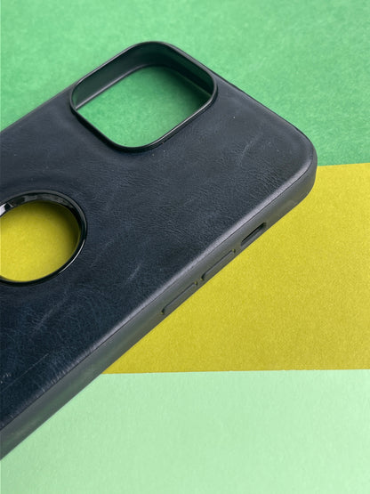 Puloka Logocut Dark Blue Leather Case for iPhones with inside Microfiber Cloth for iPhone