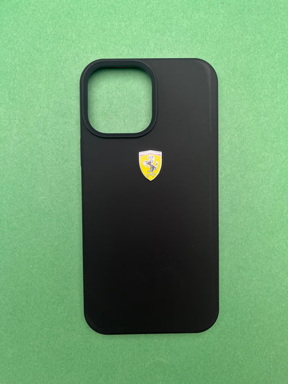 Ferrari Black Silicone Velvet Touch Case For iPhone