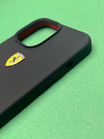 Ferrari Black Silicone Velvet Touch Case For iPhone