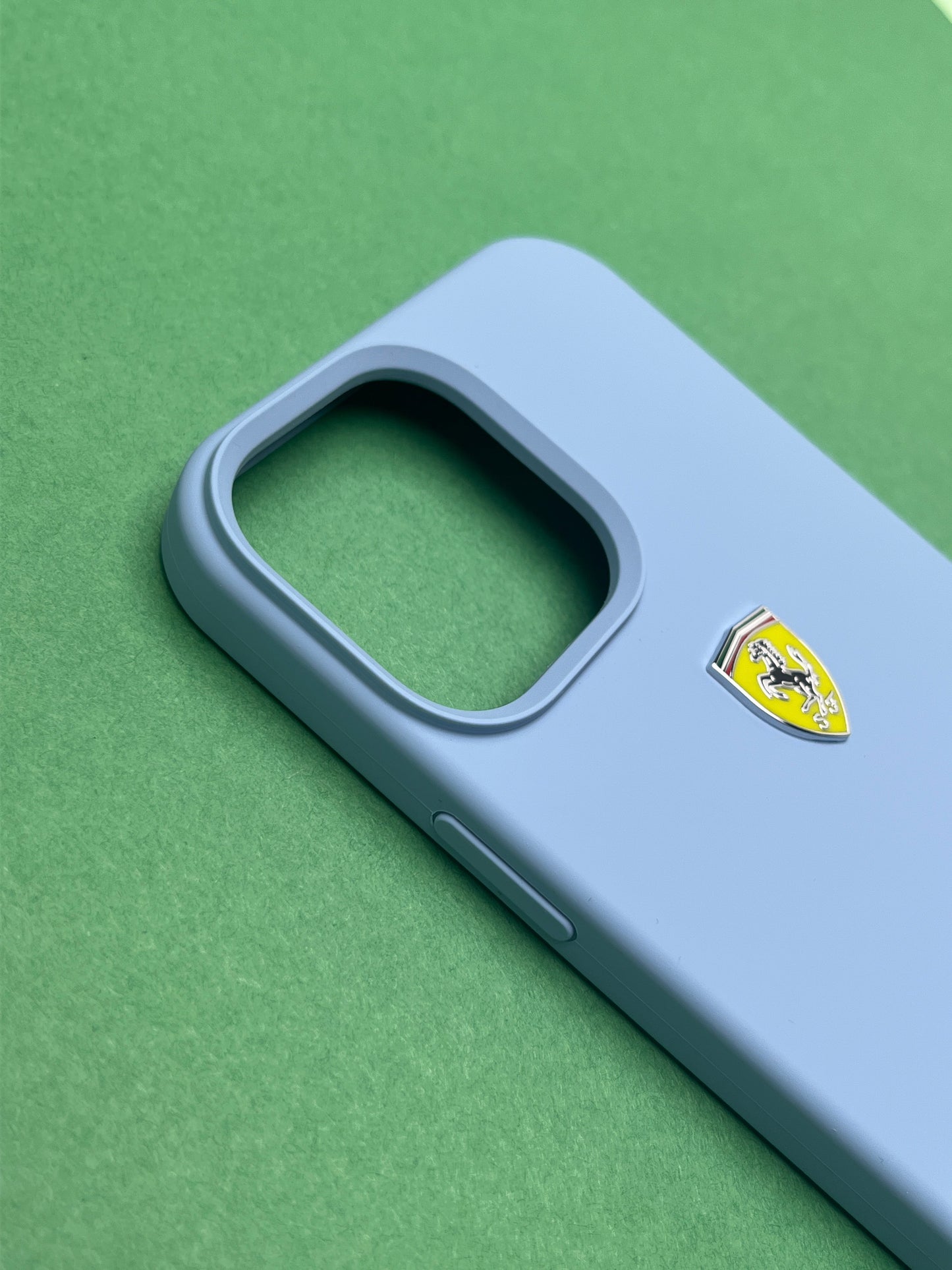 Ferrari Sierra Blue Silicone Velvet Touch Case For iPhone