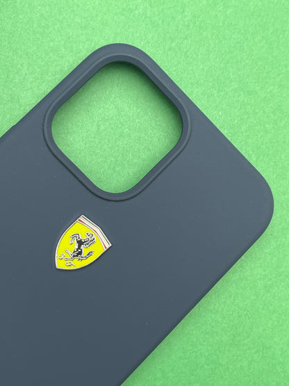 Ferrari Dark Blue Silicone Velvet Touch Case For iPhone