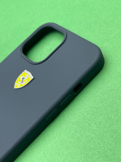 Ferrari Dark Blue Silicone Velvet Touch Case For iPhone