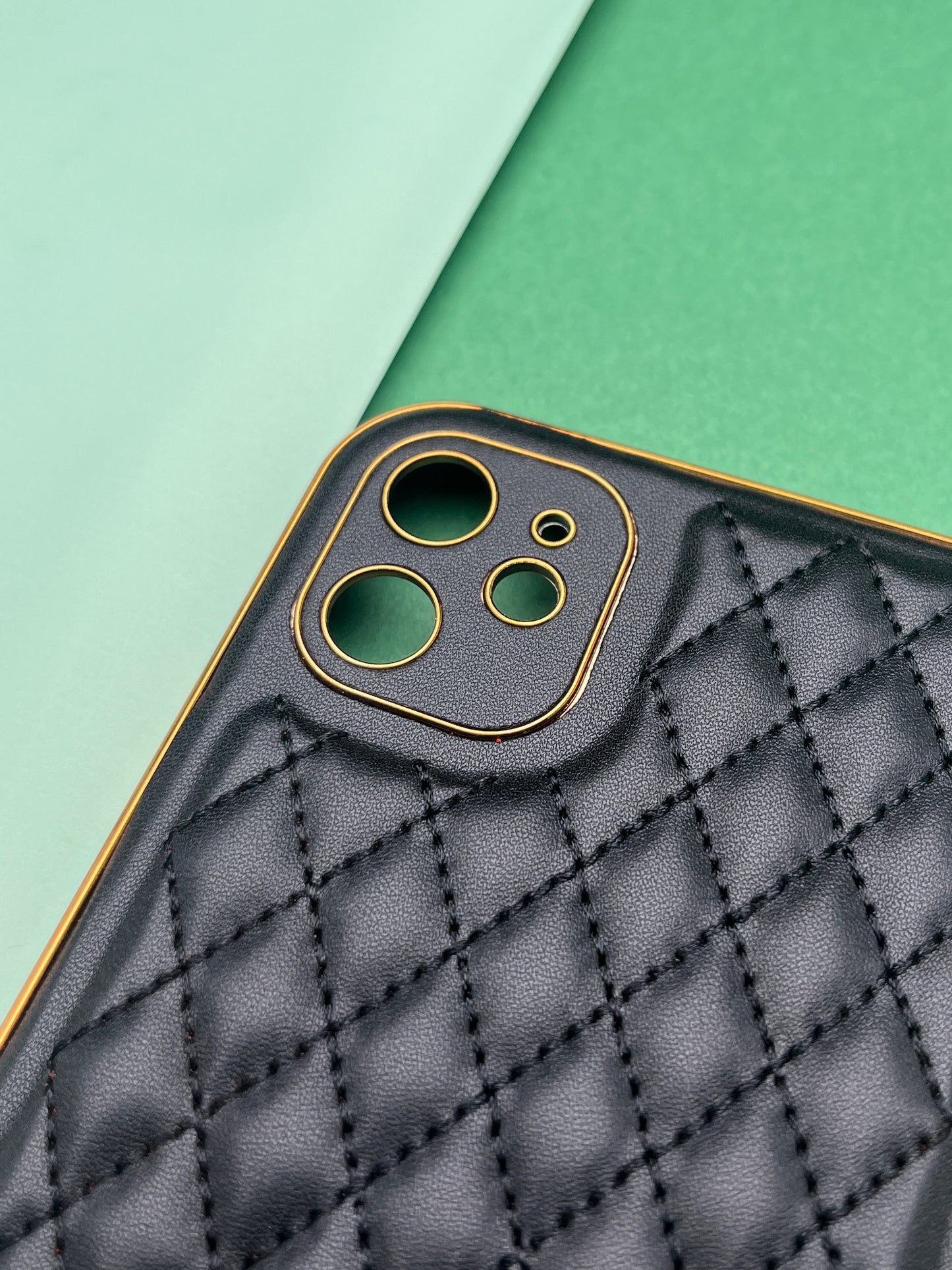 Designer Leather Quilted With soft silicone Case