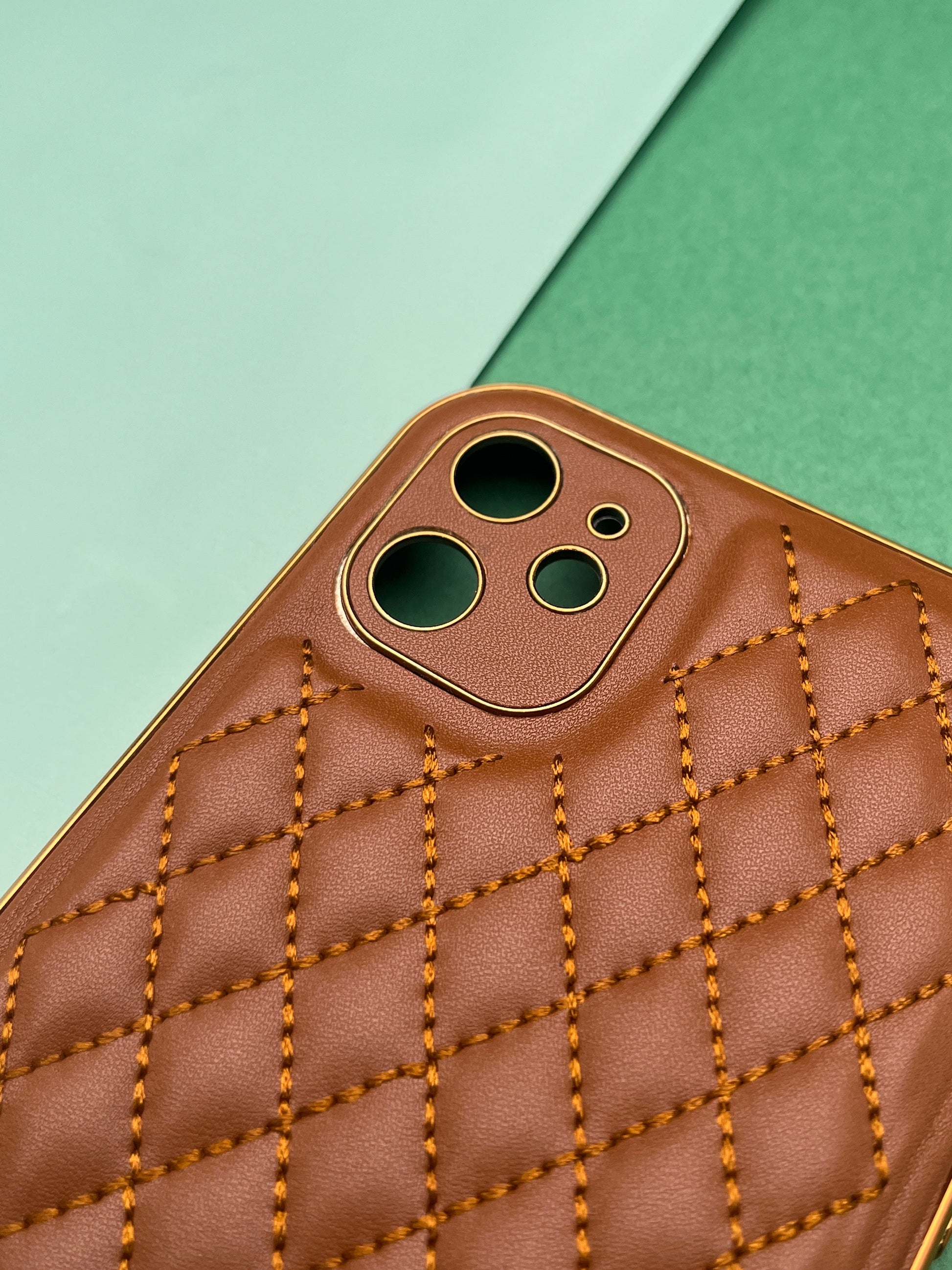 Designer Leather Quilted With soft silicone Case