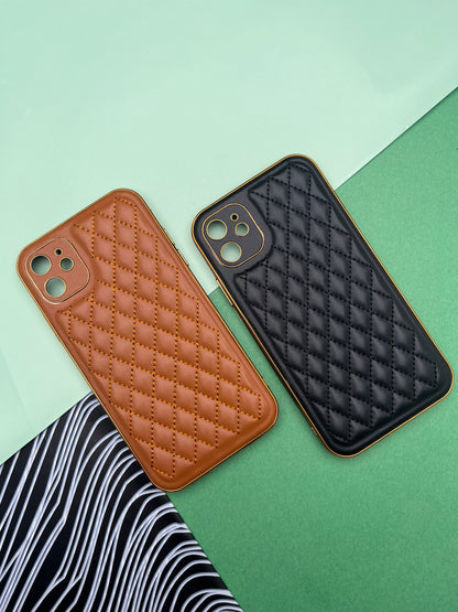 Designer Leather Quilted With soft silicone Case