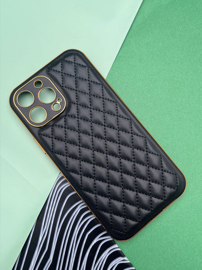 Designer Leather Quilted With soft silicone Case for iPhone 13 ProMax | dlq