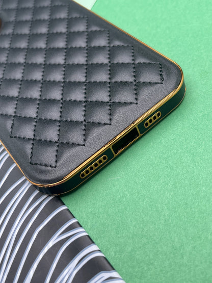 Designer Leather Quilted With soft silicone Case for iPhone 13 ProMax | dlq