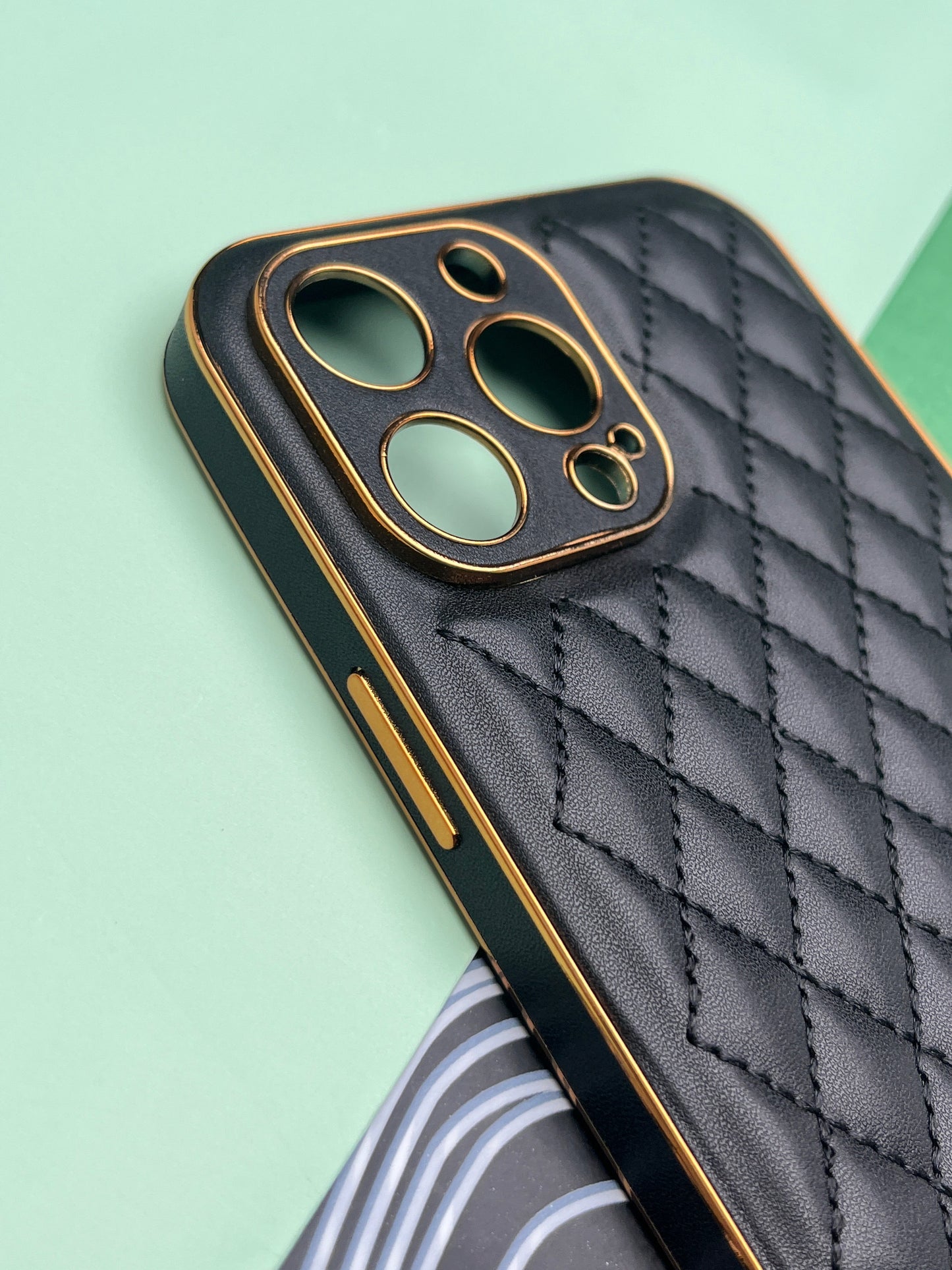 Designer Leather Quilted With soft silicone Case for iPhone 13 ProMax | dlq