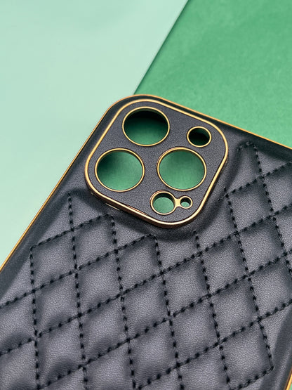 Designer Leather Quilted With soft silicone Case for iPhone 13 ProMax | dlq