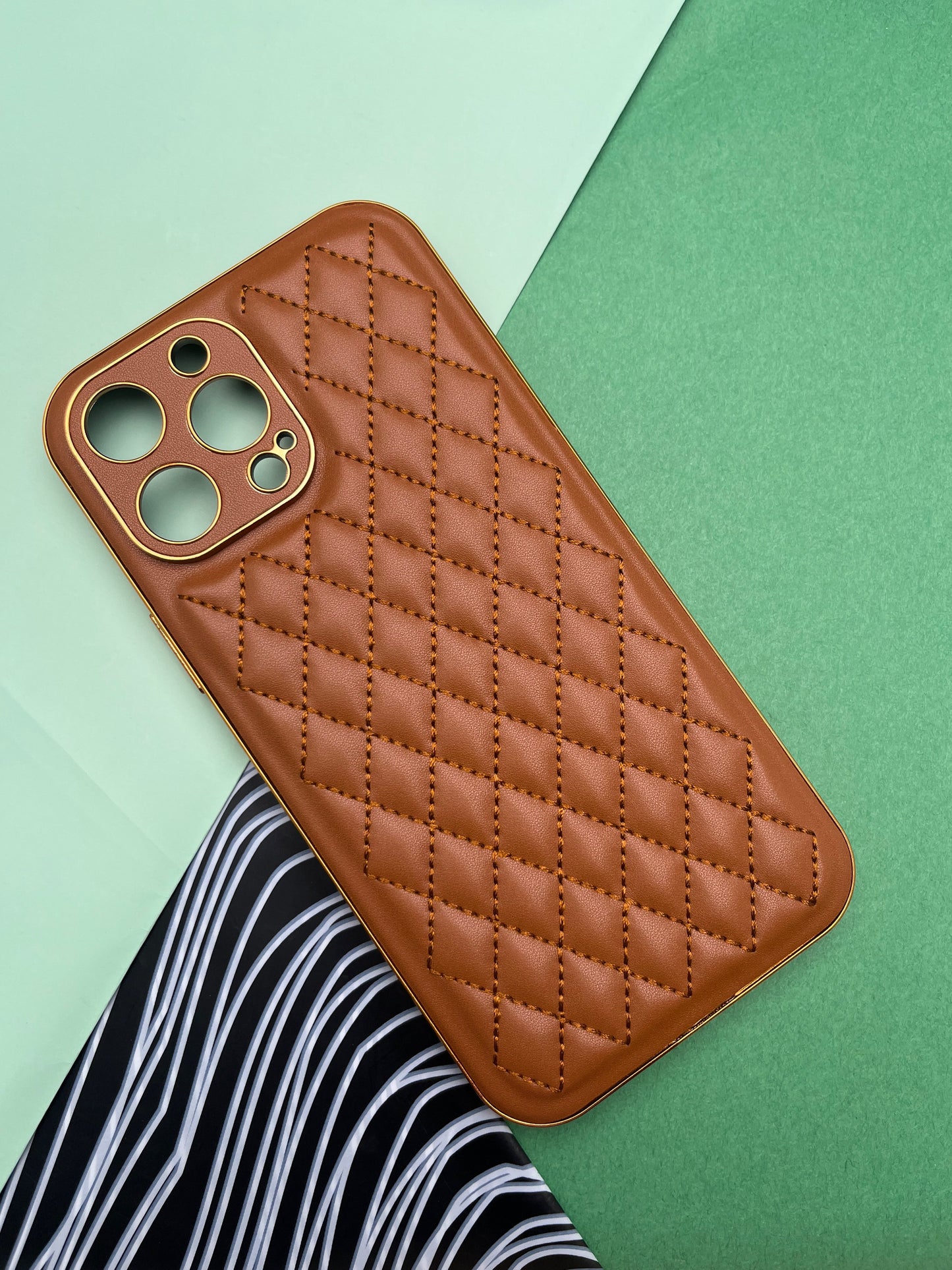 Designer Leather Quilted With soft silicone Case for iPhone 13 ProMax | dlq