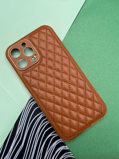 Designer Leather Quilted With soft silicone Case for iPhone 13 ProMax | dlq