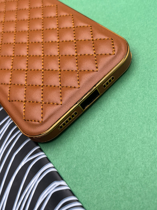 Designer Leather Quilted With soft silicone Case for iPhone 13 ProMax | dlq