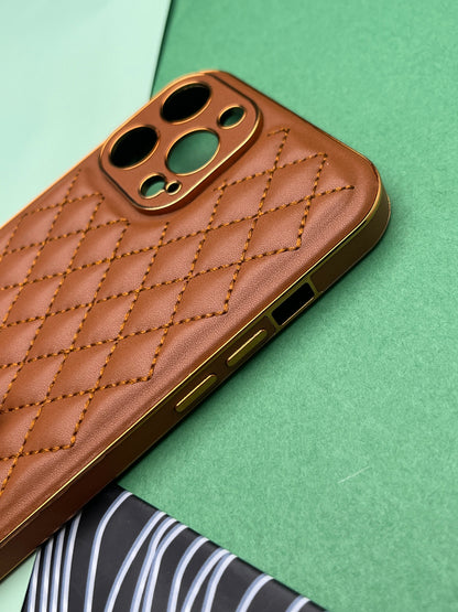 Designer Leather Quilted With soft silicone Case for iPhone 13 ProMax | dlq