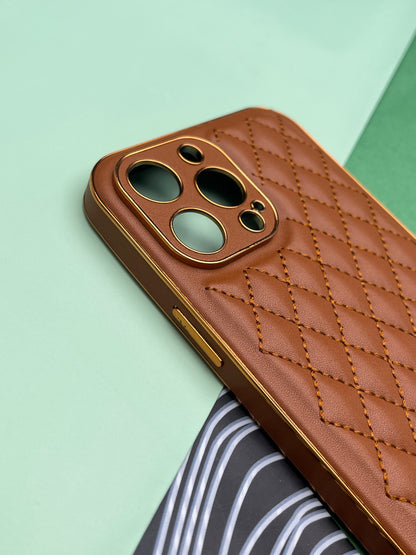 Designer Leather Quilted With soft silicone Case for iPhone 13 ProMax | dlq