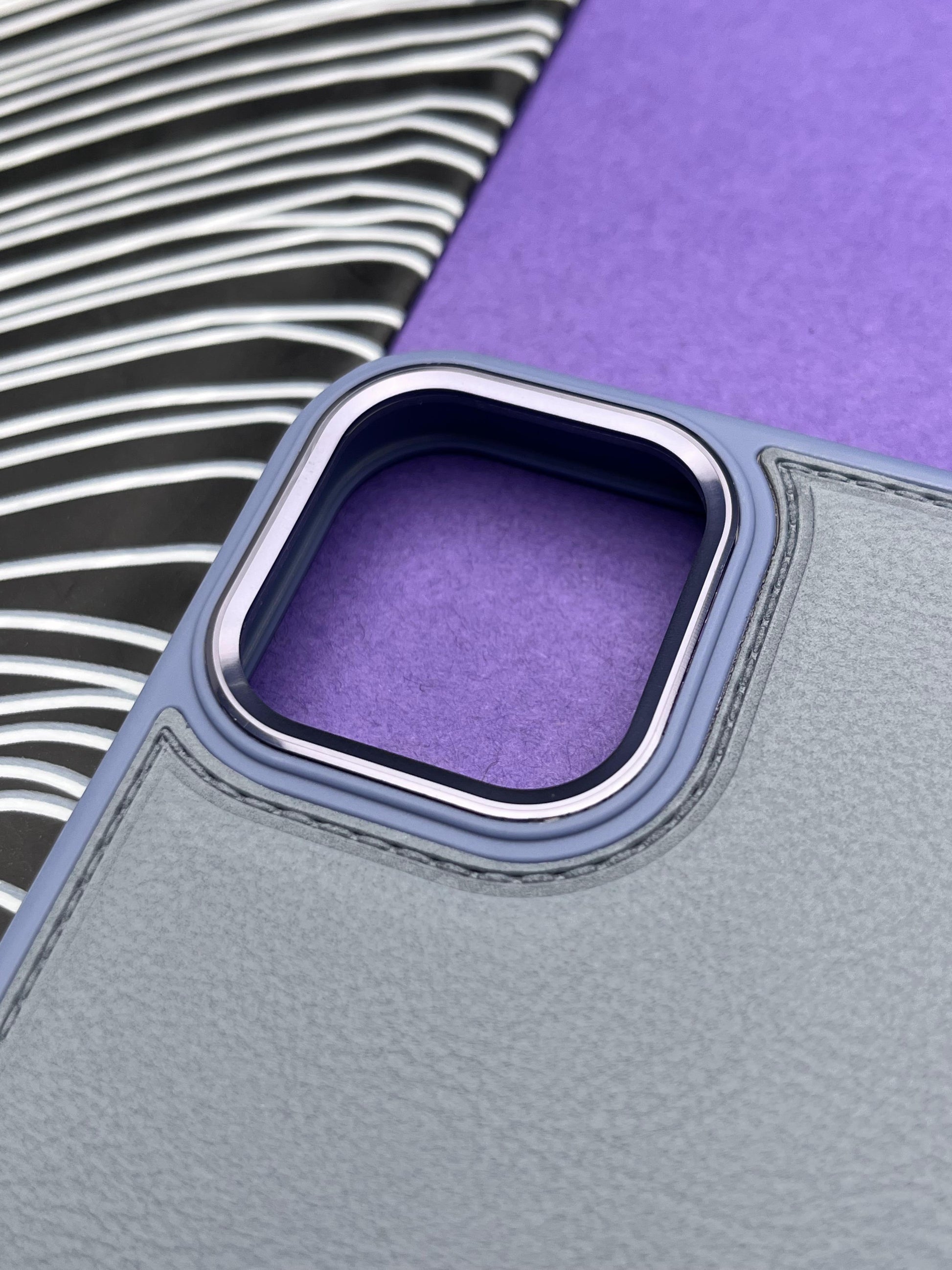 Luxury Leather Case With Metal Camera Bumper Ring