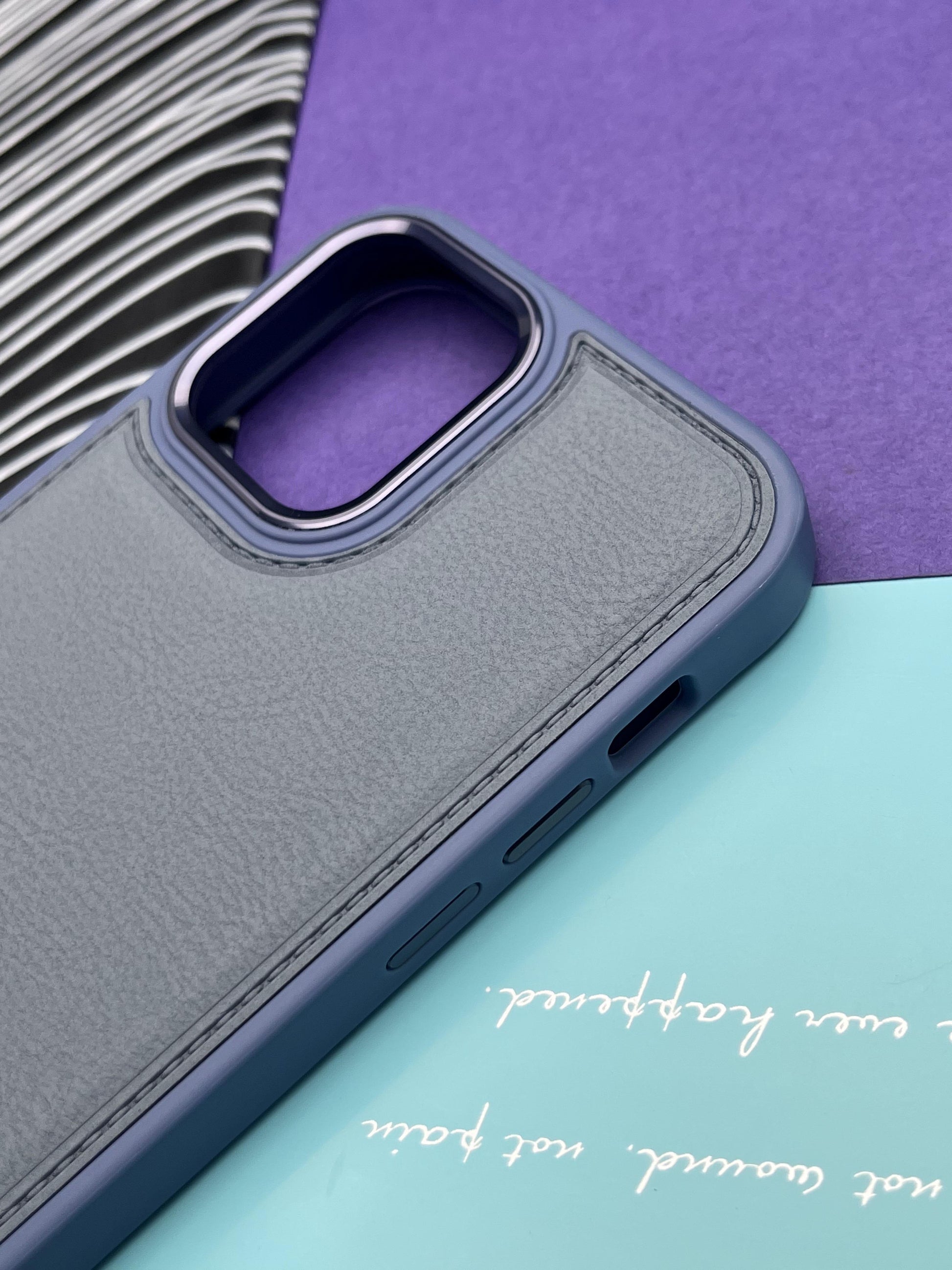 Luxury Leather Case With Metal Camera Bumper Ring