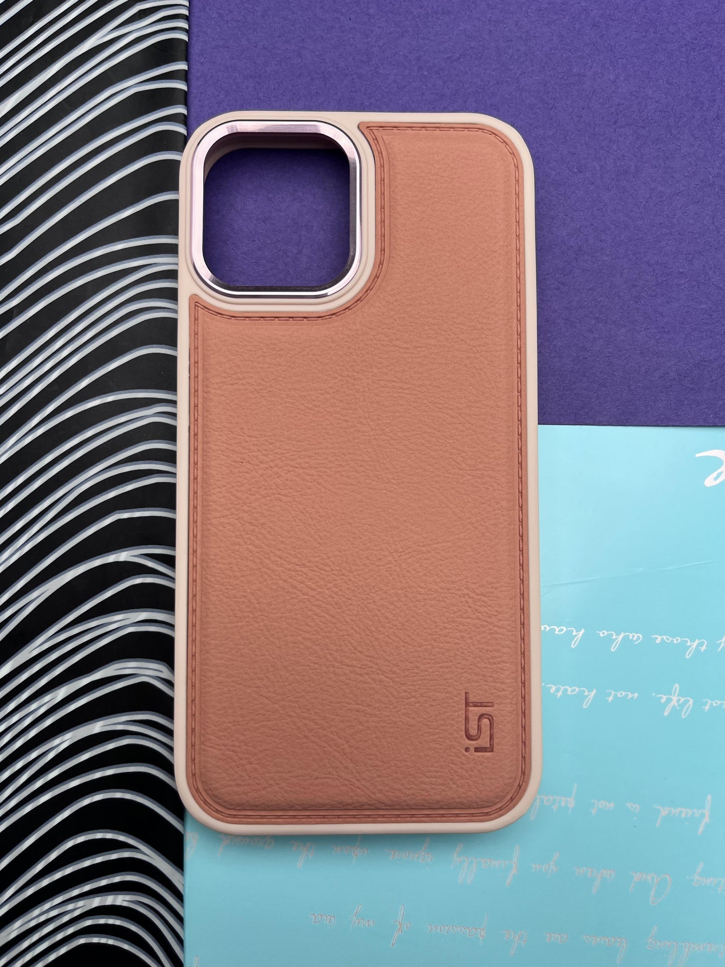 Luxury Leather Case With Metal Camera Bumper Ring