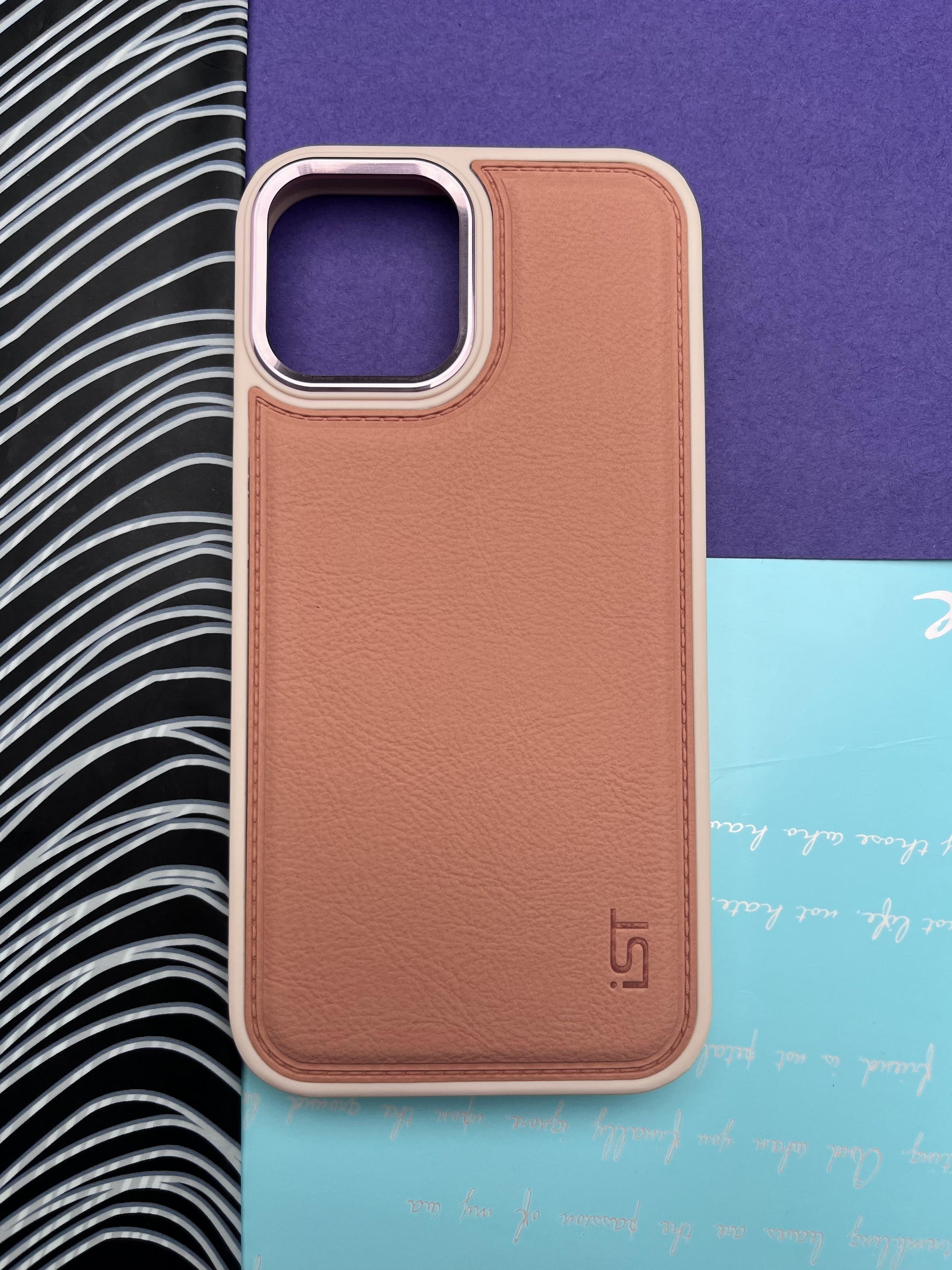 Luxury Leather Case With Metal Camera Bumper Ring