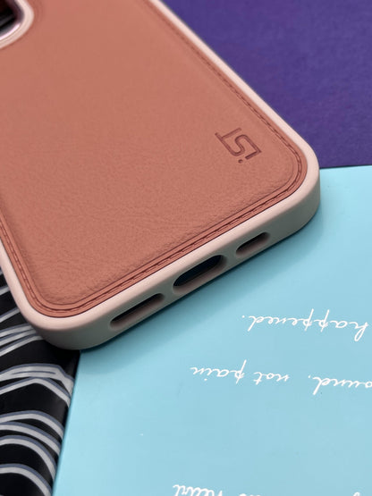 Luxury Leather Case With Metal Camera Bumper Ring