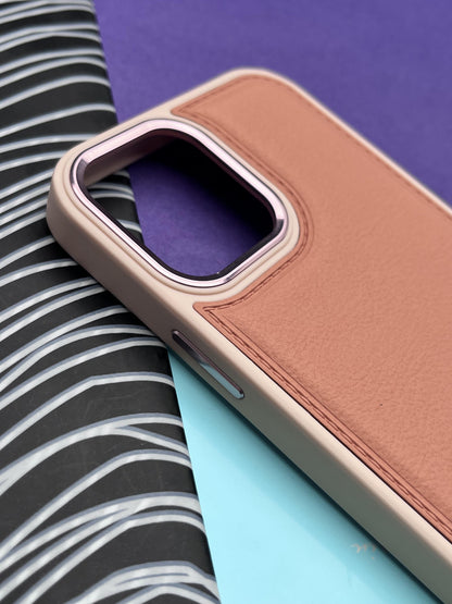 Luxury Leather Case With Metal Camera Bumper Ring