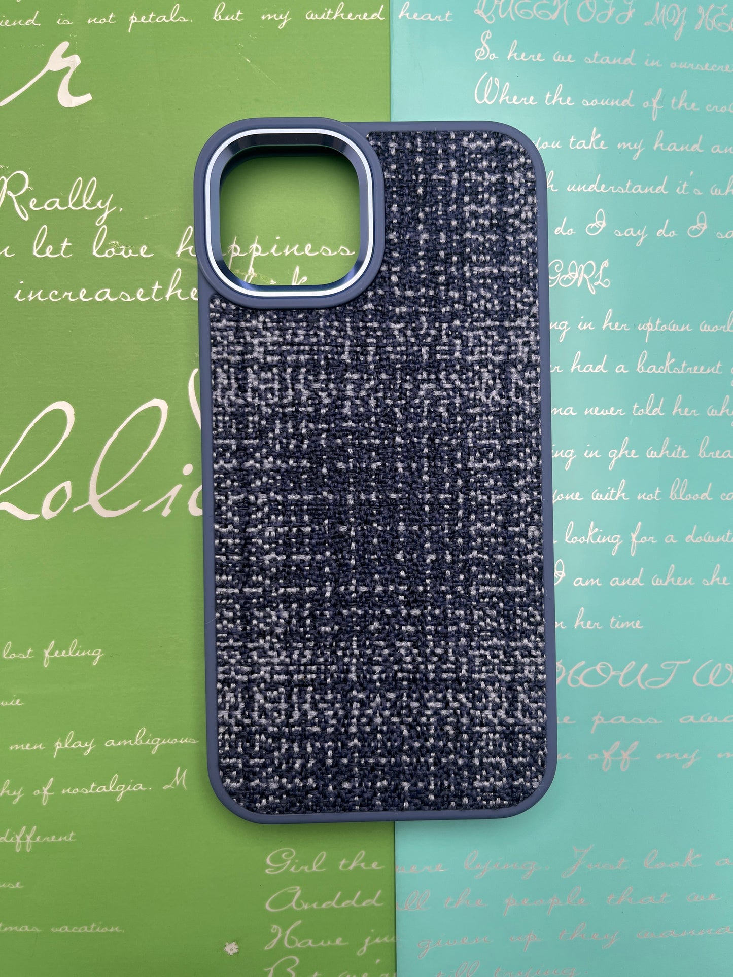 GKS Fabric Hybrid Protective With Metel Camera Ring Back Case For iPhone