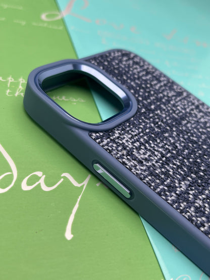 GKS Fabric Hybrid Protective With Metel Camera Ring Back Case For iPhone