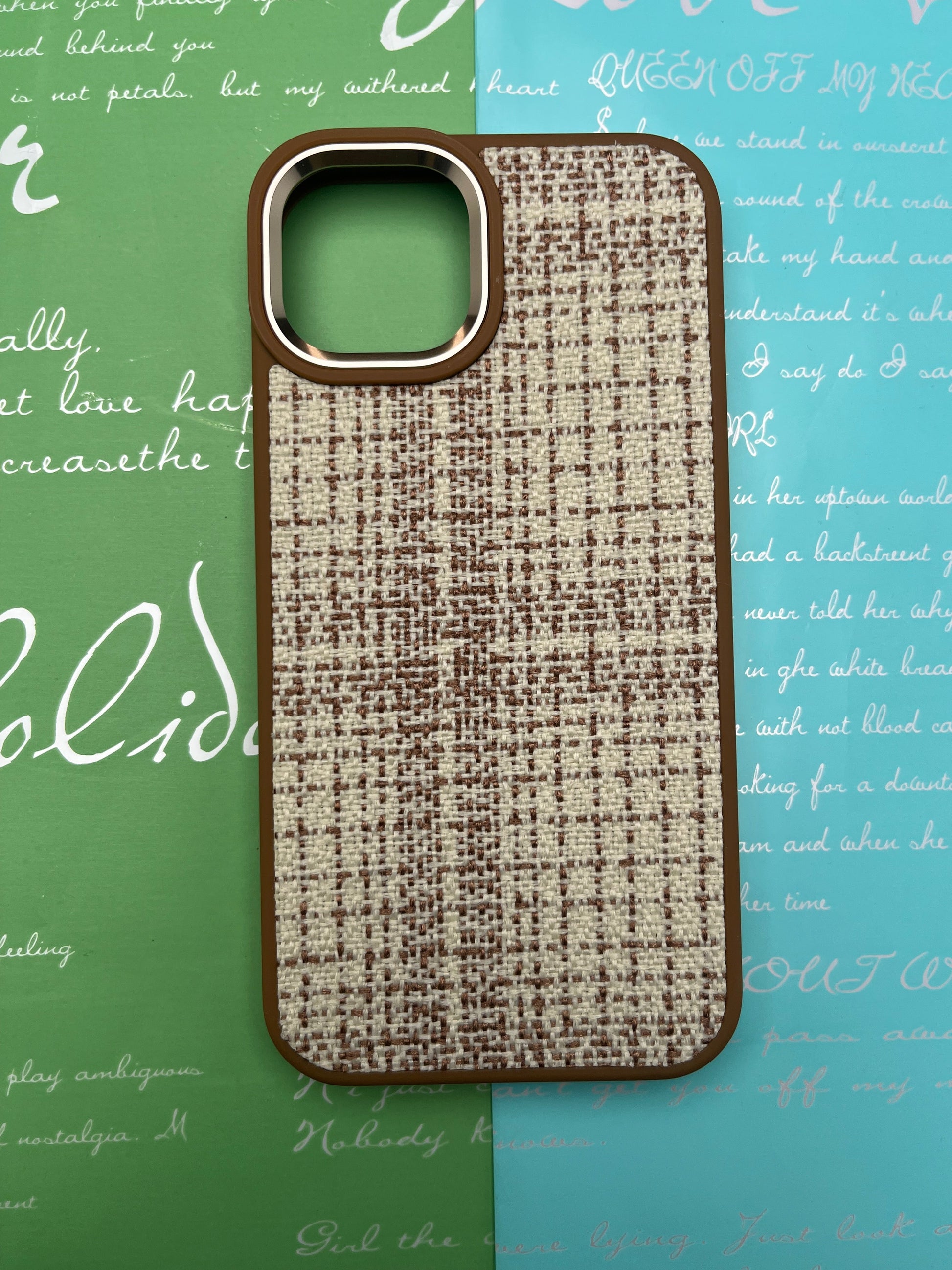 GKS Fabric Hybrid Protective With Metel Camera Ring Back Case For iPhone