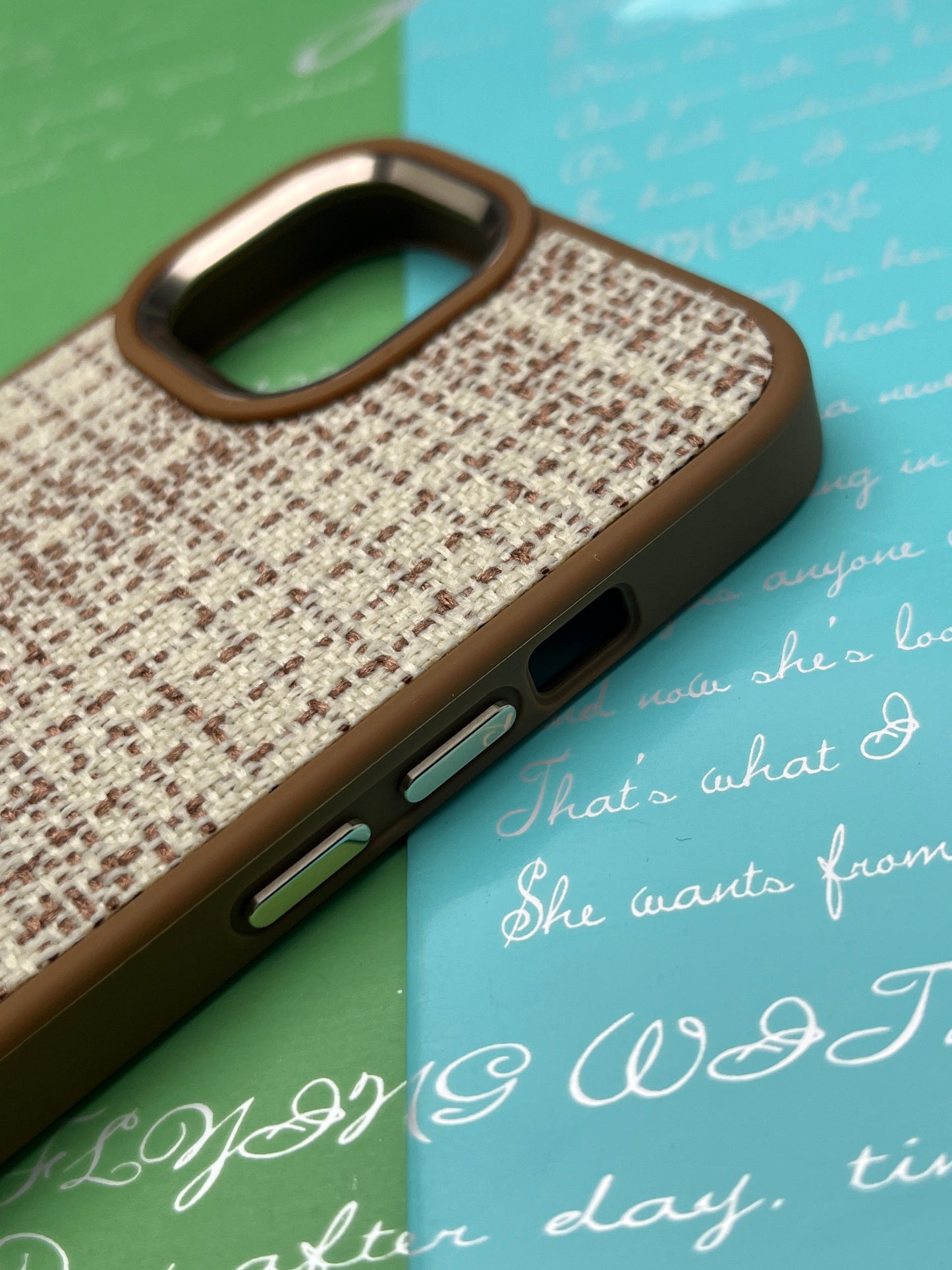 GKS Fabric Hybrid Protective With Metel Camera Ring Back Case For iPhone