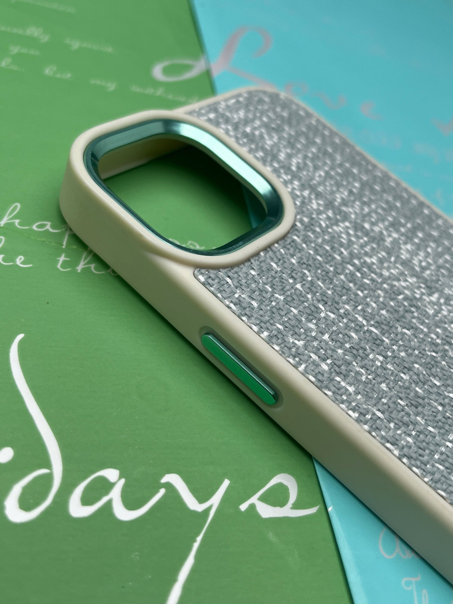 GKS Fabric Hybrid Protective With Metel Camera Ring Back Case For iPhone