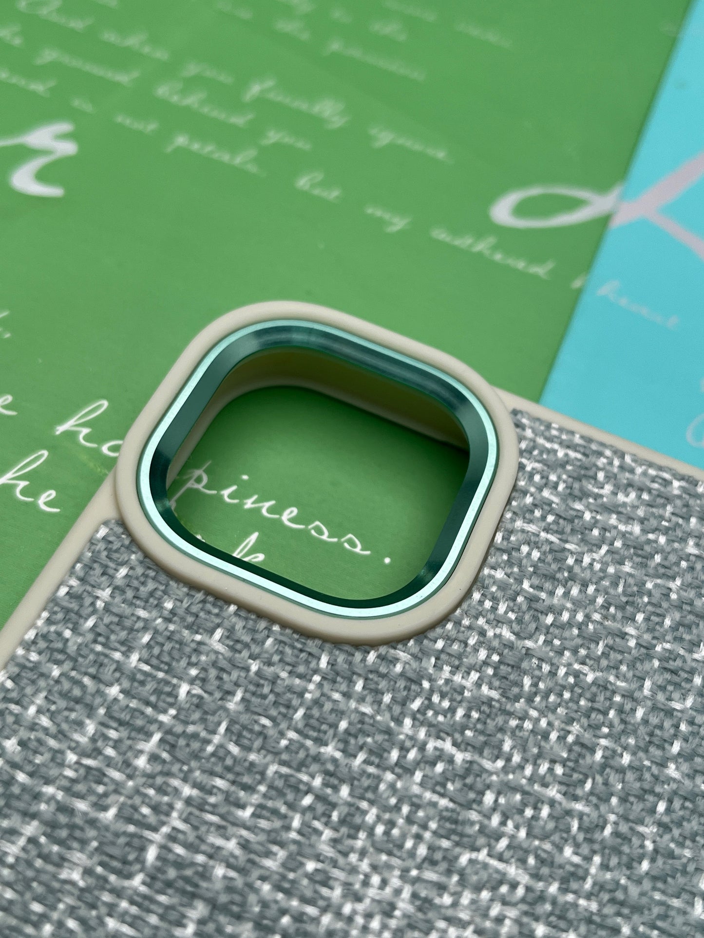 GKS Fabric Hybrid Protective With Metel Camera Ring Back Case For iPhone