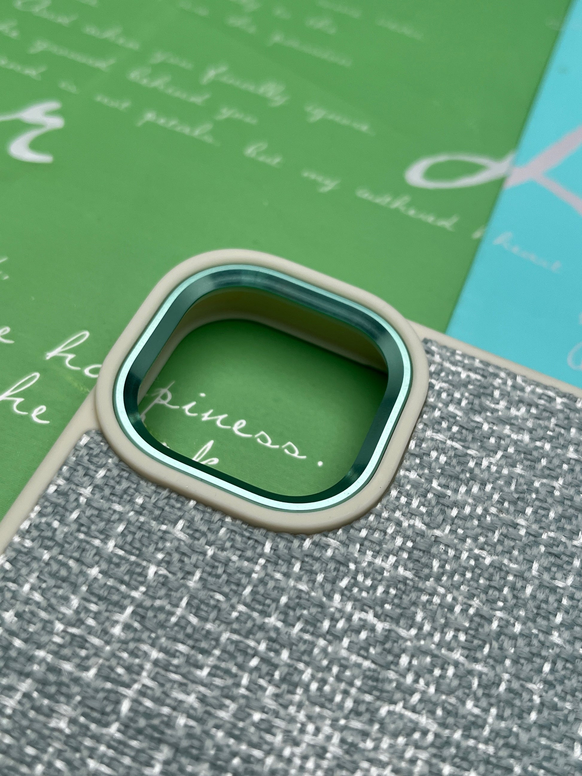 GKS Fabric Hybrid Protective With Metel Camera Ring Back Case For iPhone