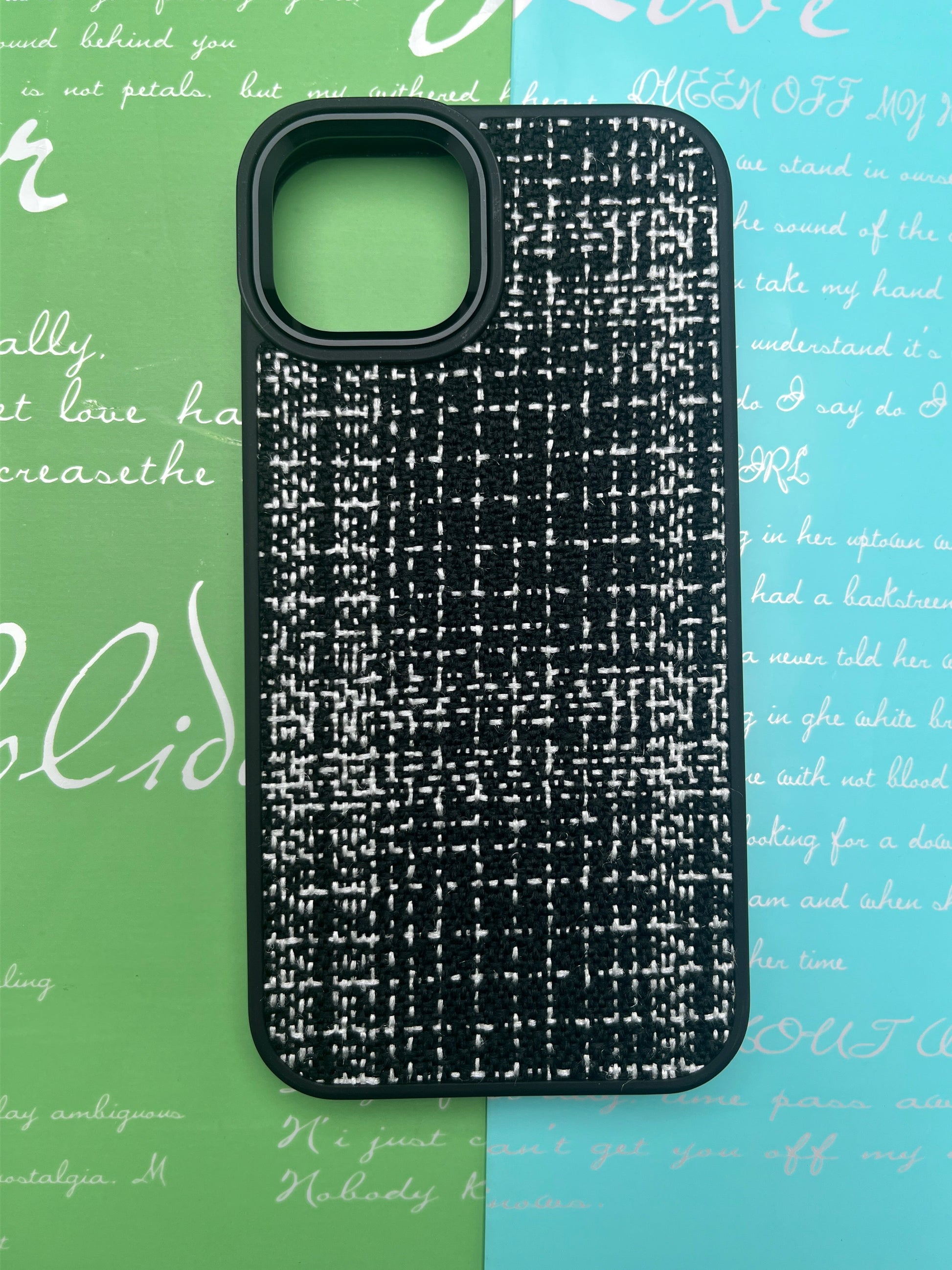 GKS Fabric Hybrid Protective With Metel Camera Ring Back Case For iPhone