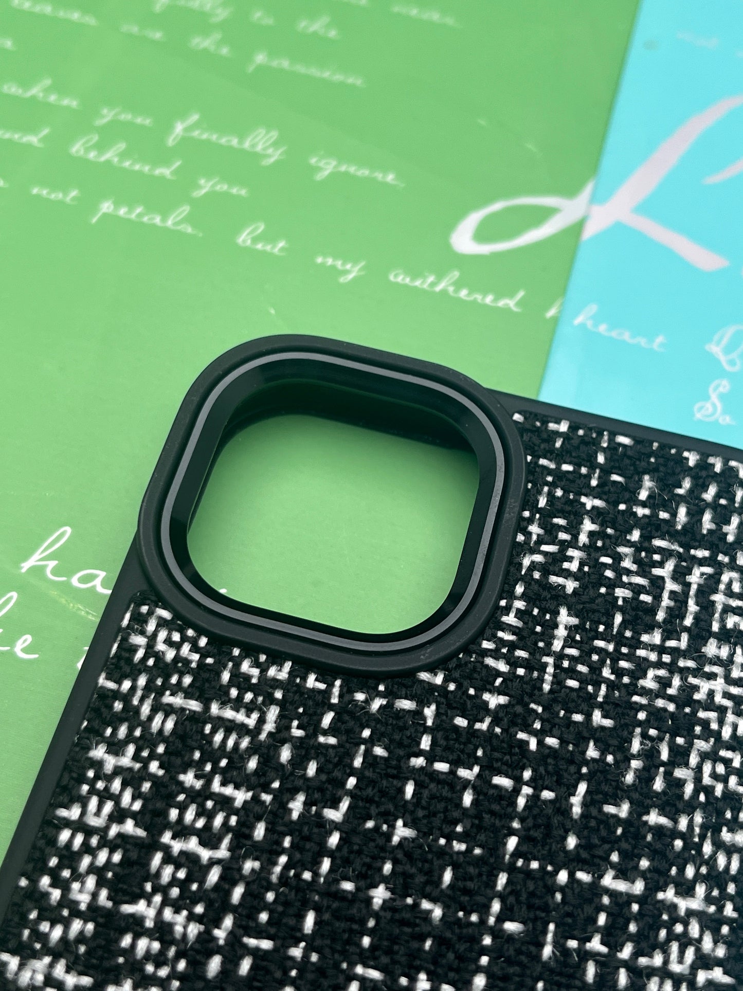 GKS Fabric Hybrid Protective With Metel Camera Ring Back Case For iPhone