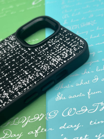 GKS Fabric Hybrid Protective With Metel Camera Ring Back Case For iPhone