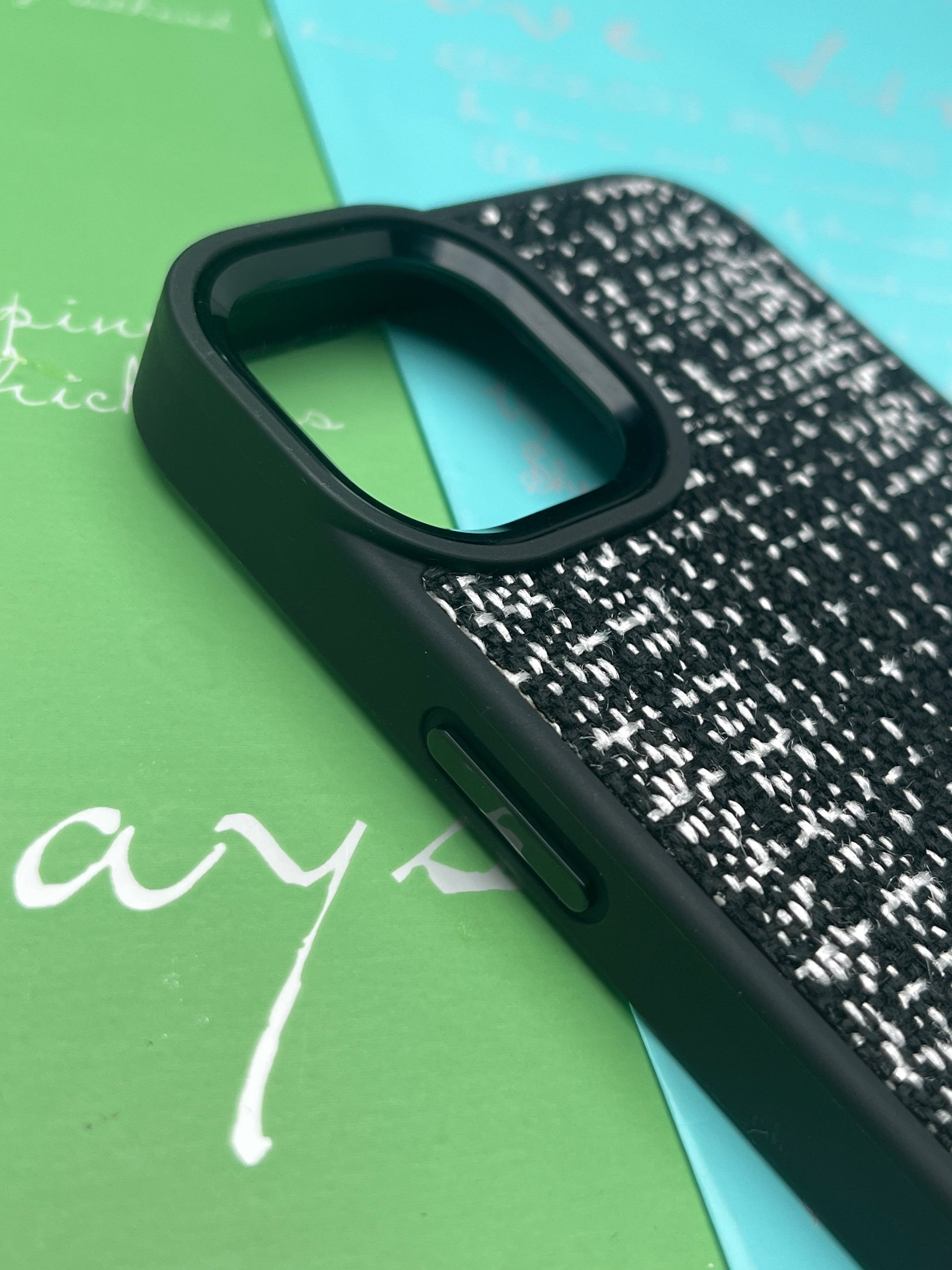 GKS Fabric Hybrid Protective With Metel Camera Ring Back Case For iPhone