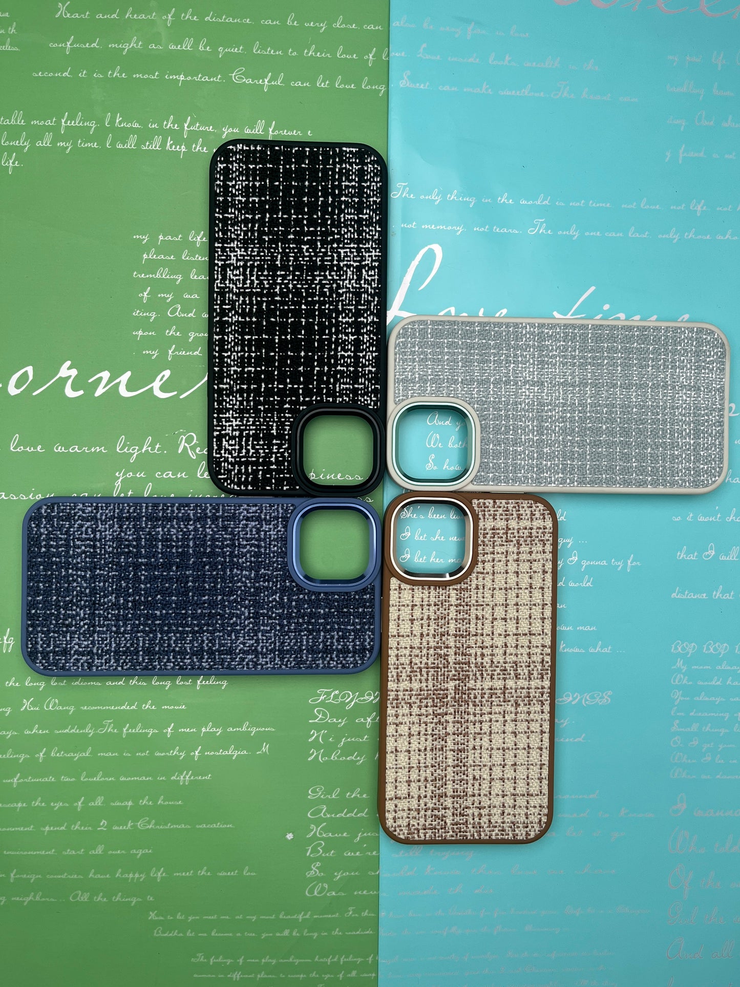 GKS Fabric Hybrid Protective With Metel Camera Ring Back Case For iPhone